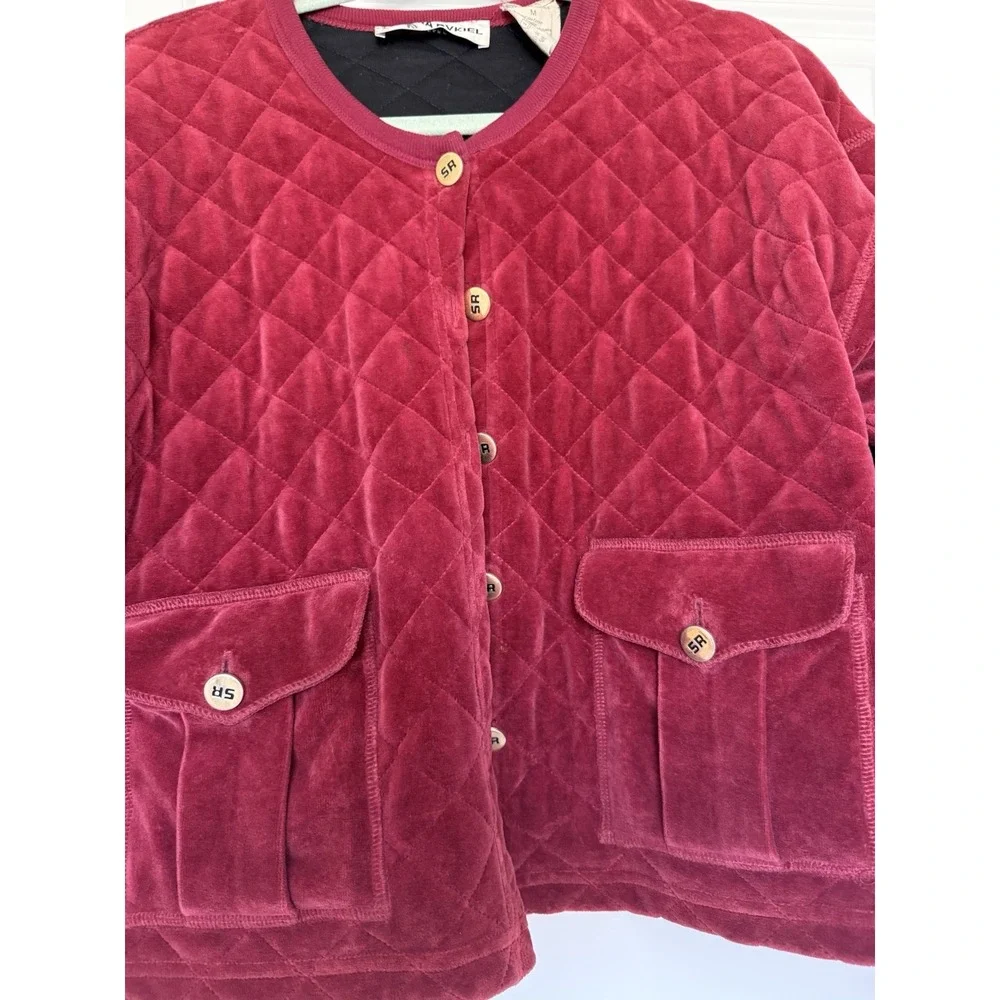 Sonia Rykiel Burgundy Quilted‎ Cropped Cotton Button Jacket Size M Rare